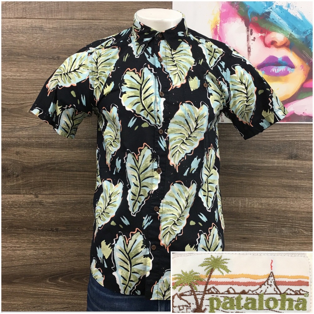 Patagonia Pataloha Mens Medium Tropical Leaf Organic Cotton Button Up Shirt